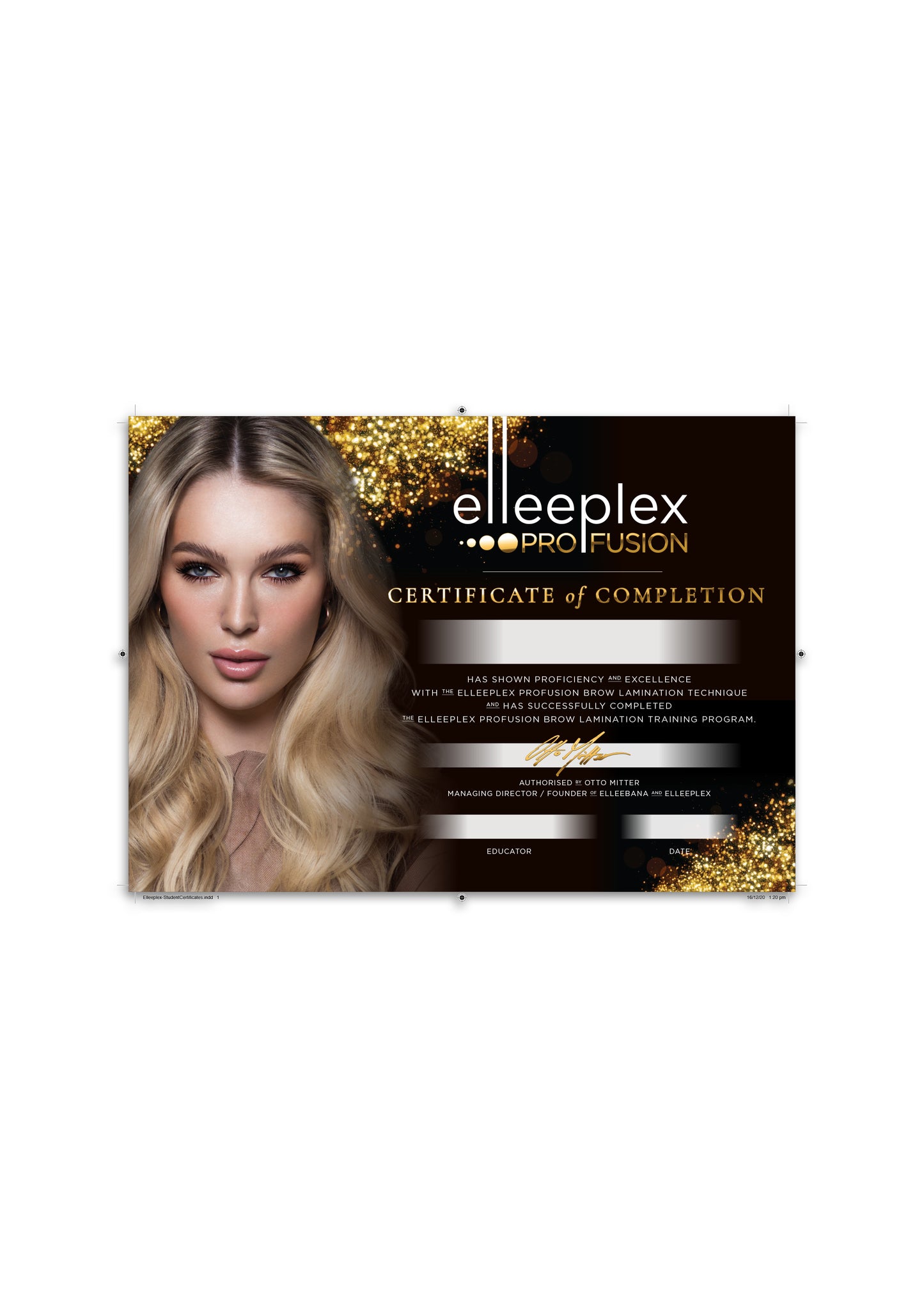 Elleeplex Brow Student Certificate